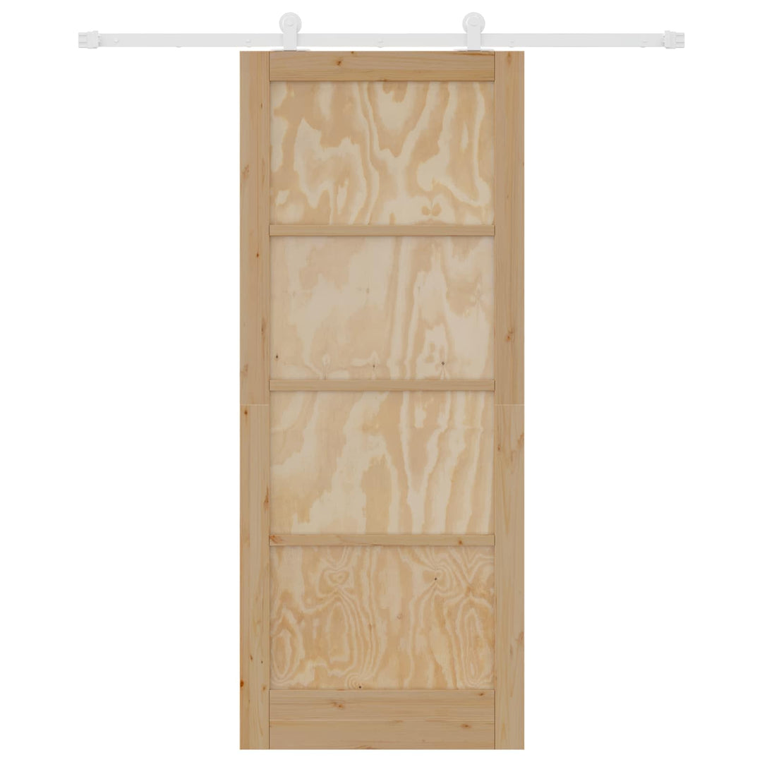 Skydedør Natur og hvid 86 x 211 cm Massivt fyrretræ