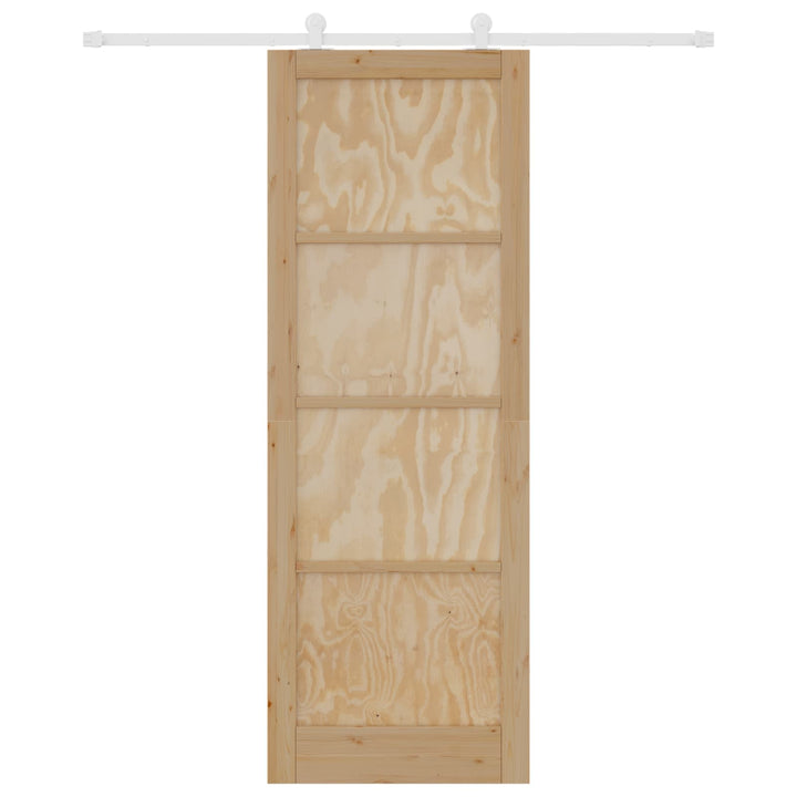 Skydedør Natur og hvid 83 x 232 cm Massivt fyrretræ