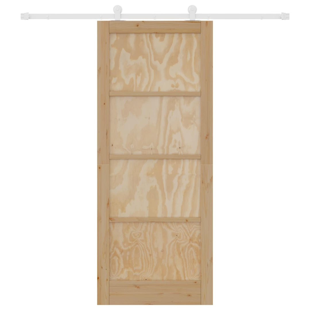 Skydedør Natur og hvid 86 x 211 cm Massivt fyrretræ