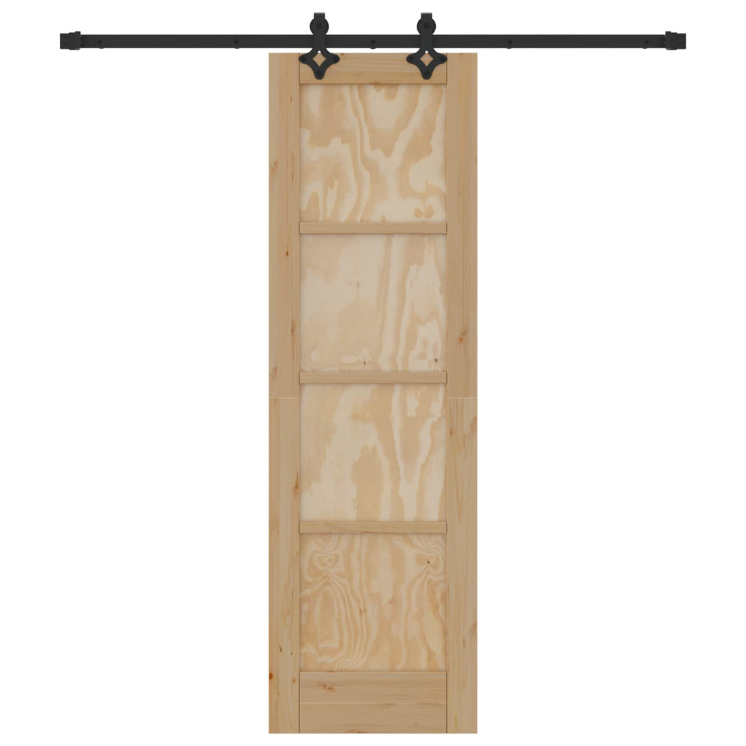 Skydedør Naturfarvet og sort 61 x 198,5 cm Massivt fyrretræ