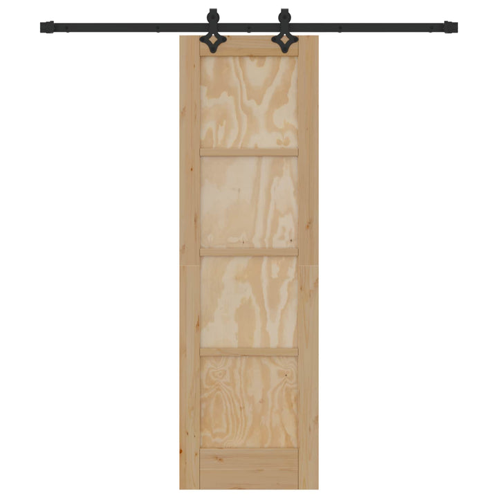 Skydedør Naturfarvet og sort 61 x 198,5 cm Massivt fyrretræ
