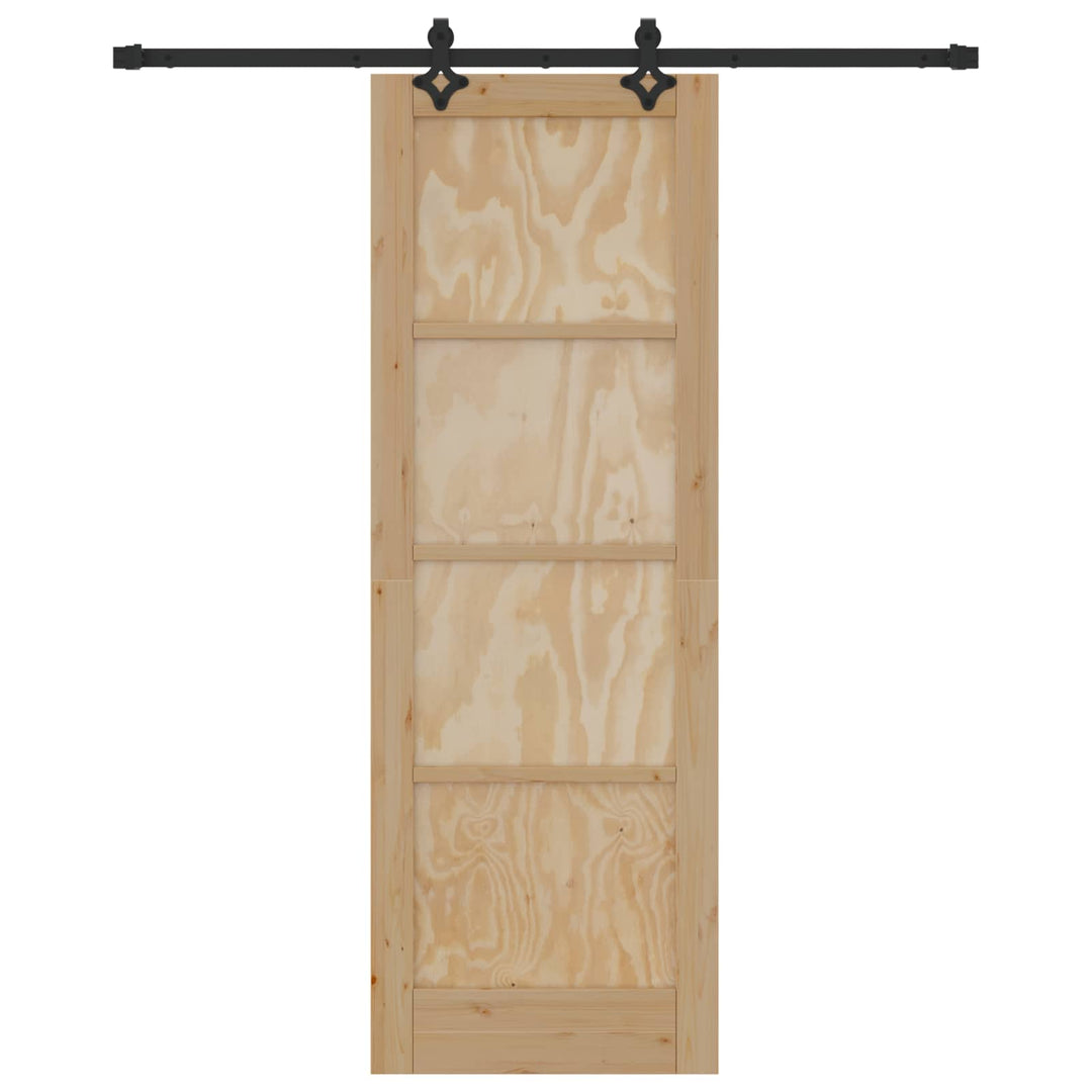 Skydedør Naturfarvet og sort 73,5 x 211 cm Massivt fyrretræ