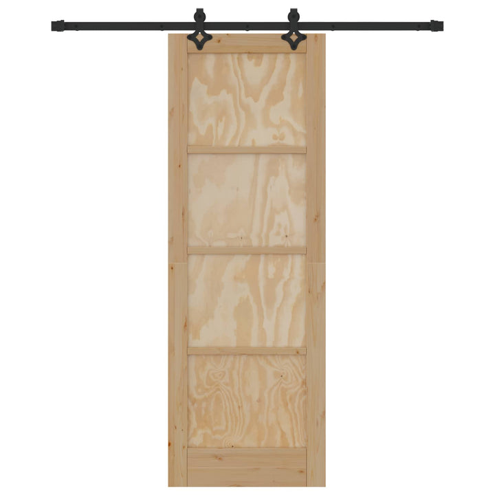 Skydedør Naturfarvet og sort 73,5 x 211 cm Massivt fyrretræ
