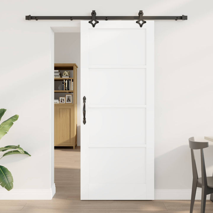 Skydedør Hvid og sort 83 x 202 cm Massivt fyrretræ