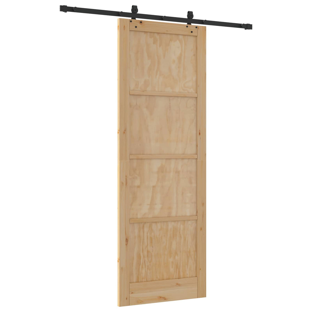 Skydedør Naturfarvet og sort 83 x 232 cm Massivt fyrretræ