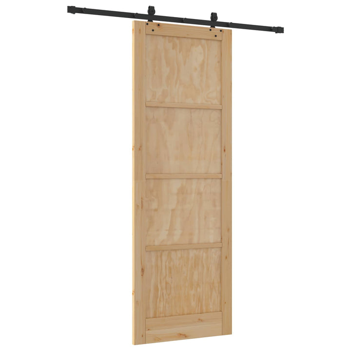 Skydedør Naturfarvet og sort 83 x 232 cm Massivt fyrretræ
