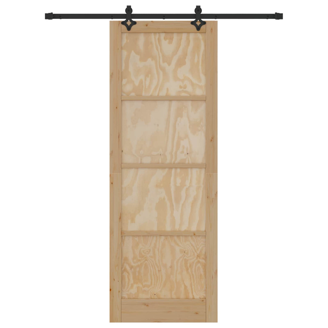 Skydedør Naturfarvet og sort 83 x 232 cm Massivt fyrretræ