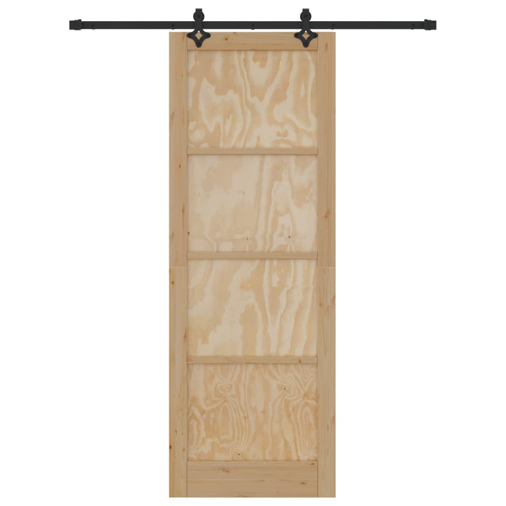 Skydedør Naturfarvet og sort 83 x 232 cm Massivt fyrretræ