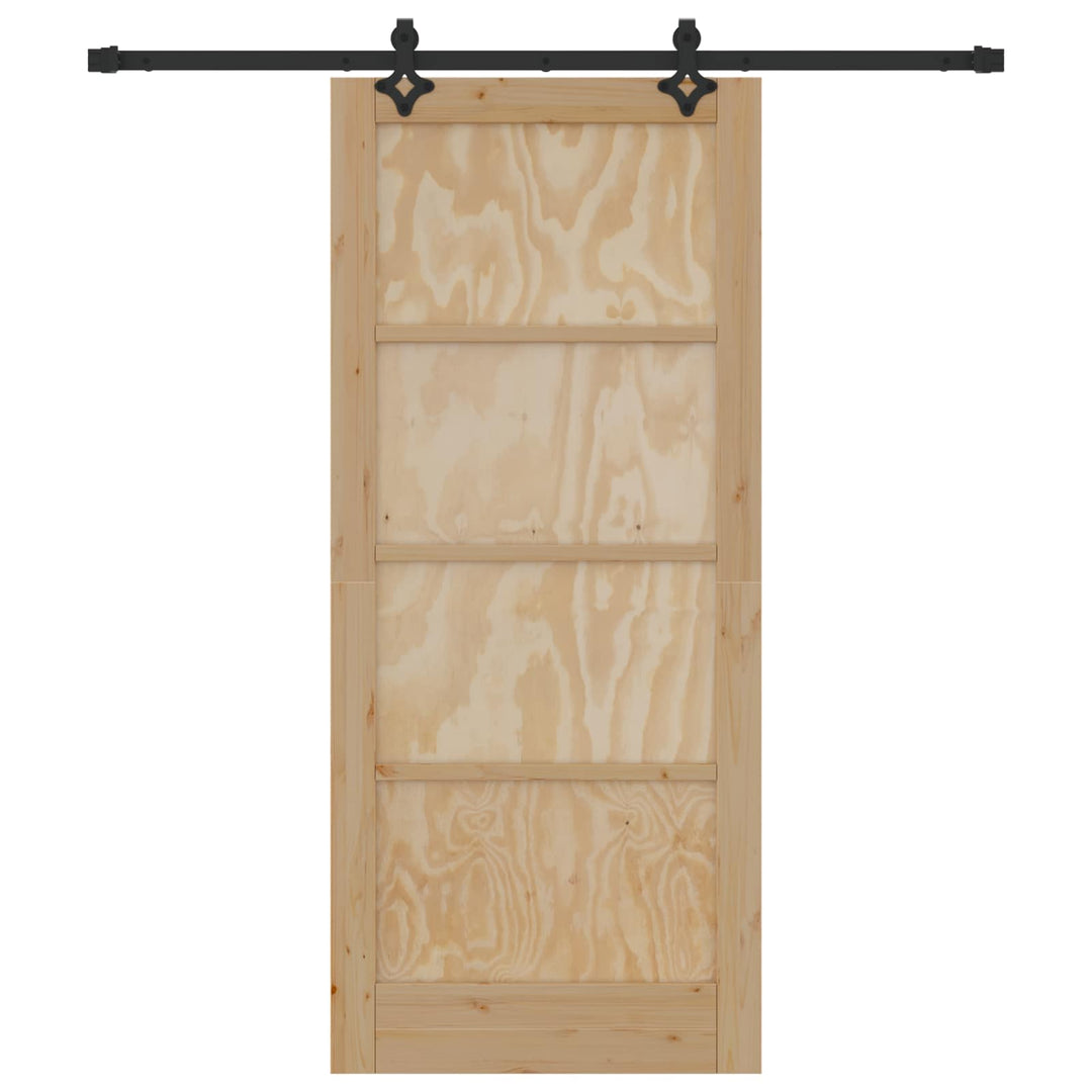 Skydedør Naturfarvet og sort 86 x 198,5 cm Massivt fyrretræ