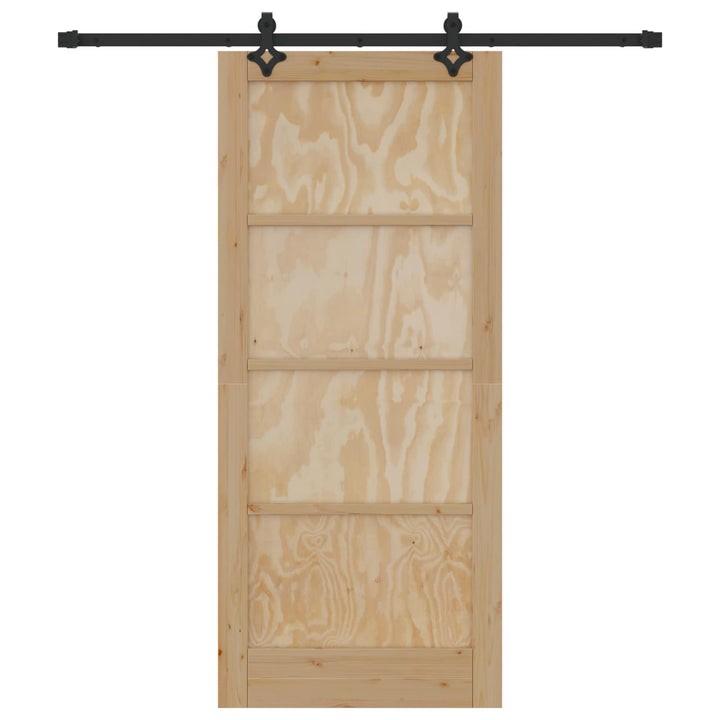 Skydedør Naturfarvet og sort 86 x 198,5 cm Massivt fyrretræ