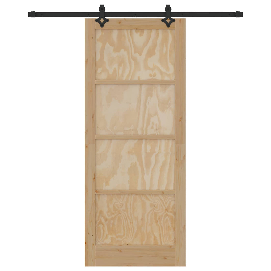 Skydedør Naturfarvet og sort 86 x 211 cm Massivt fyrretræ