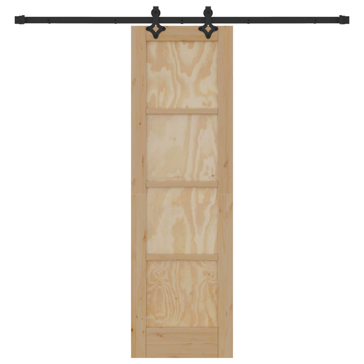 Skydedør Naturfarvet og sort 61 x 198,5 cm Massivt fyrretræ