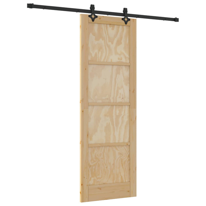 Skydedør Naturfarvet og sort 73,5 x 211 cm Massivt fyrretræ