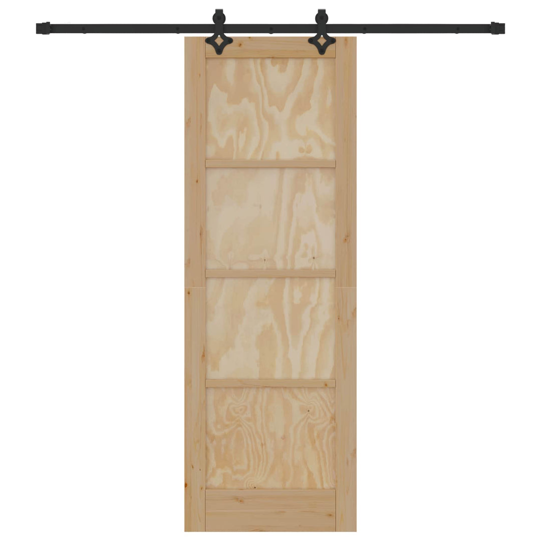 Skydedør Naturfarvet og sort 73,5 x 211 cm Massivt fyrretræ