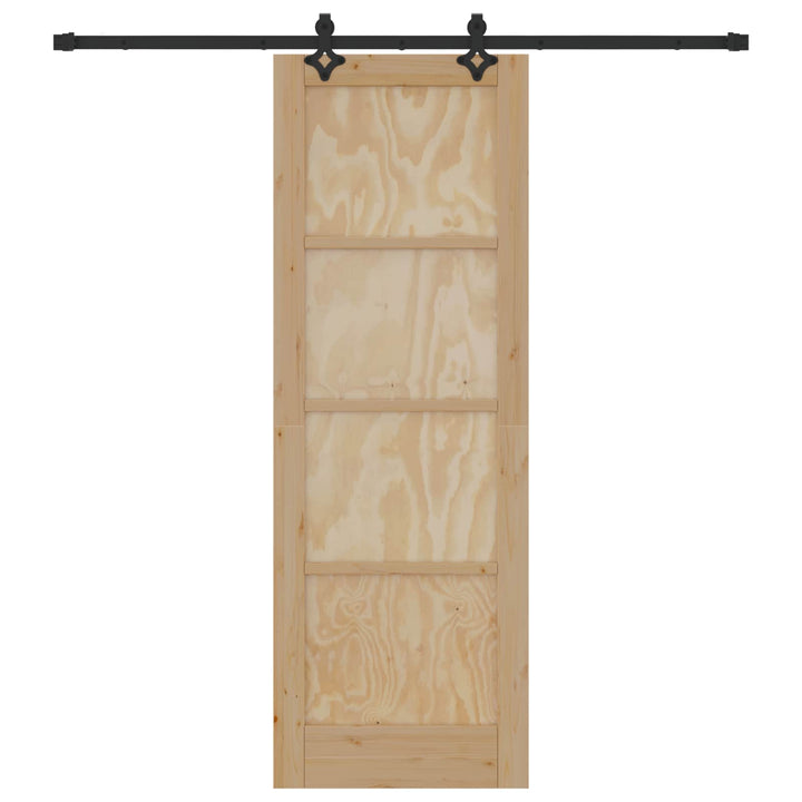 Skydedør Naturfarvet og sort 73,5 x 211 cm Massivt fyrretræ