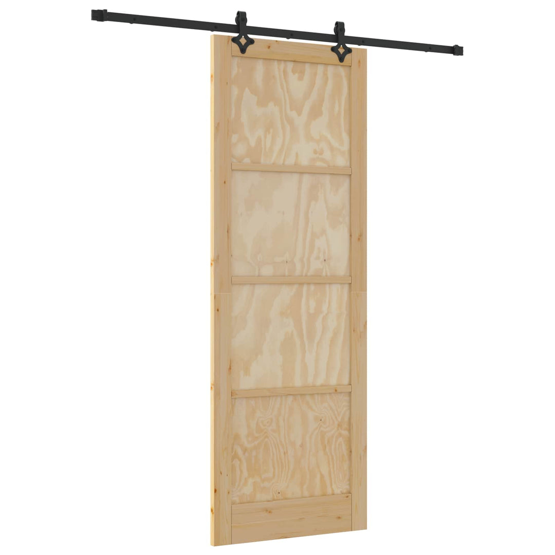 Skydedør Naturfarvet og sort 83 x 232 cm Massivt fyrretræ