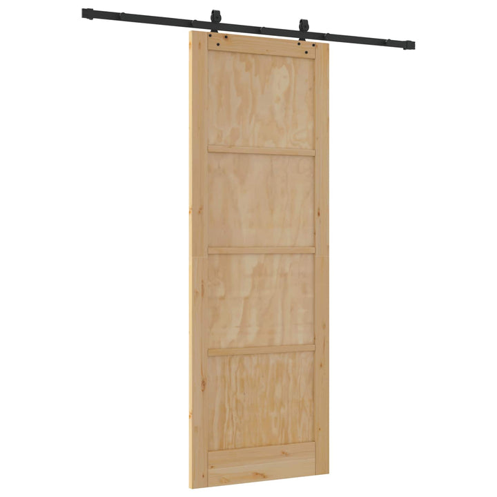Skydedør Naturfarvet og sort 83 x 232 cm Massivt fyrretræ