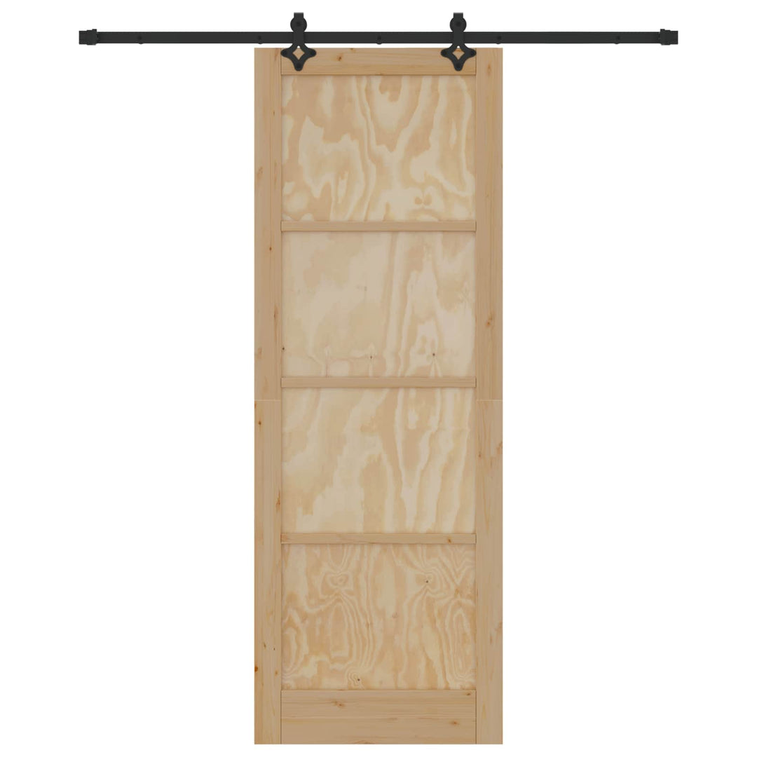 Skydedør Naturfarvet og sort 83 x 232 cm Massivt fyrretræ