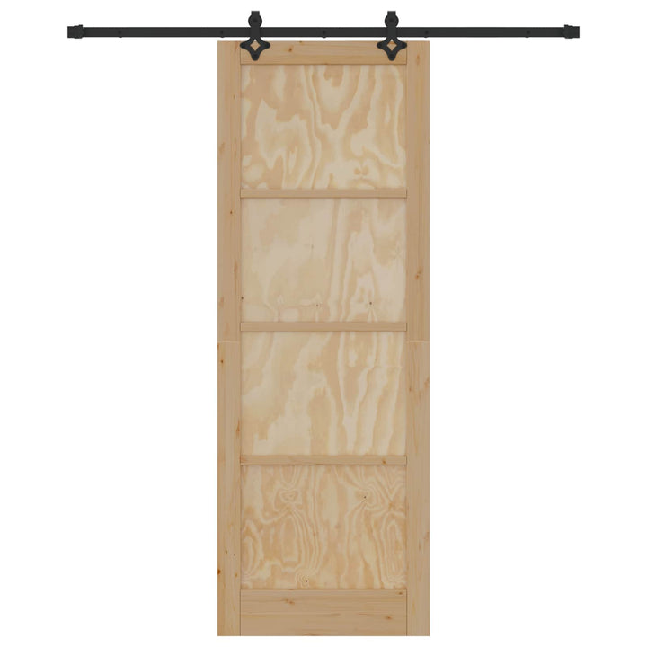 Skydedør Naturfarvet og sort 83 x 232 cm Massivt fyrretræ