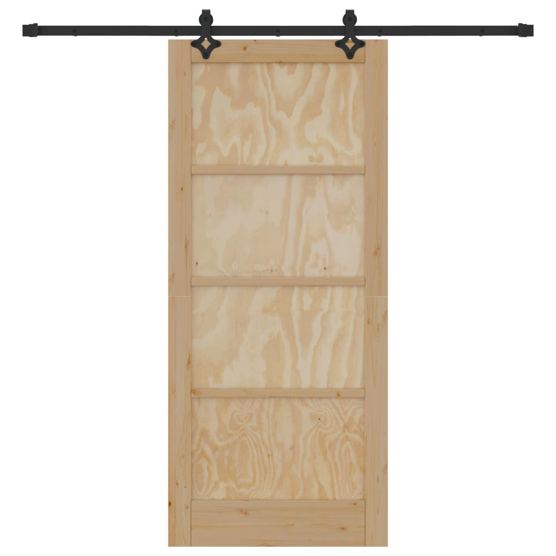 Skydedør Naturfarvet og sort 86 x 198,5 cm Massivt fyrretræ