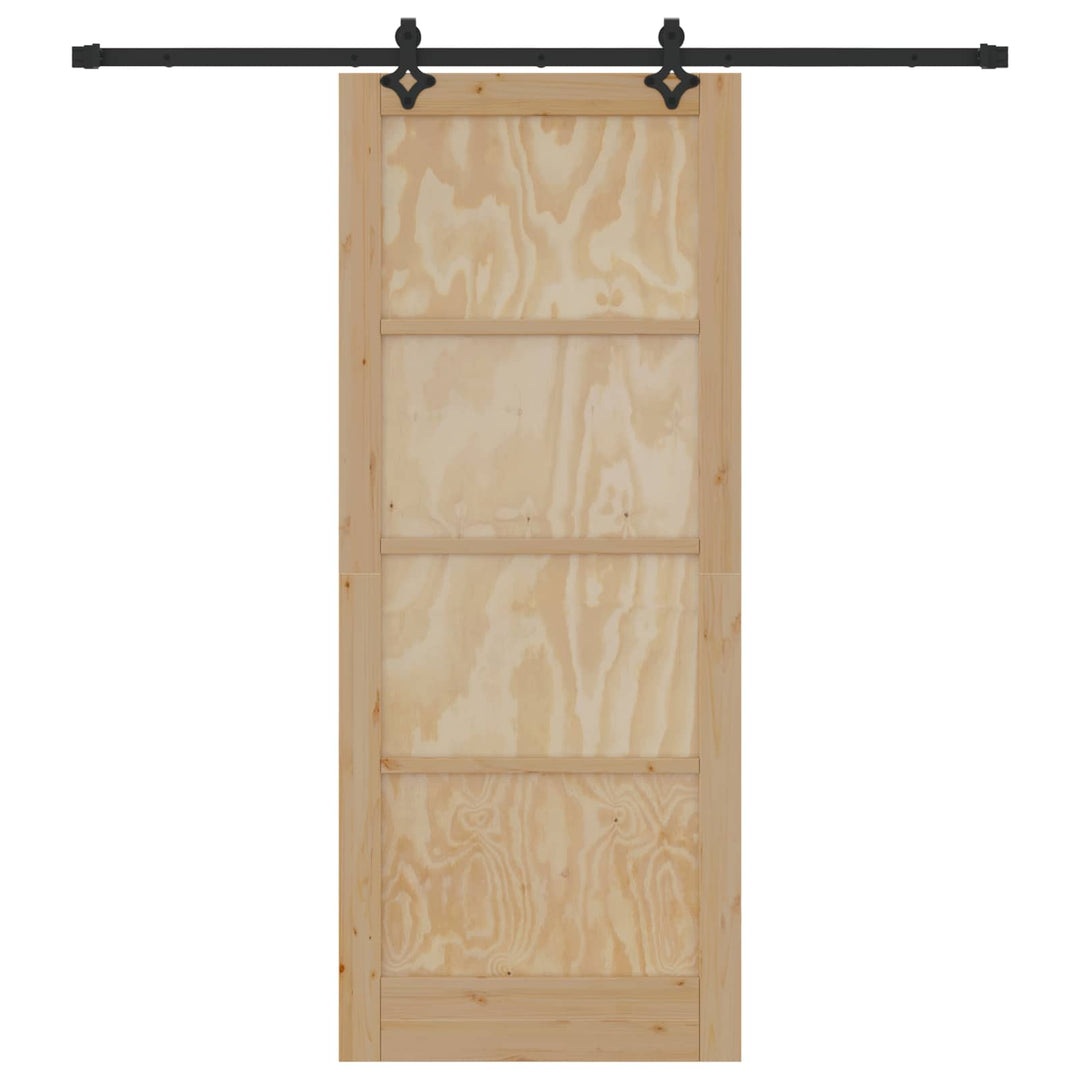Skydedør Naturfarvet og sort 86 x 211 cm Massivt fyrretræ