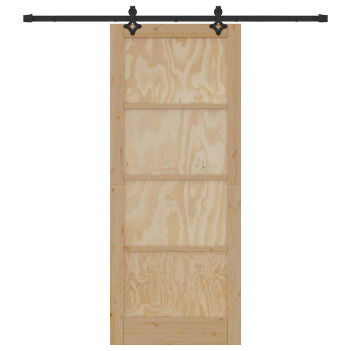 Skydedør Naturfarvet og sort 86 x 211 cm Massivt fyrretræ