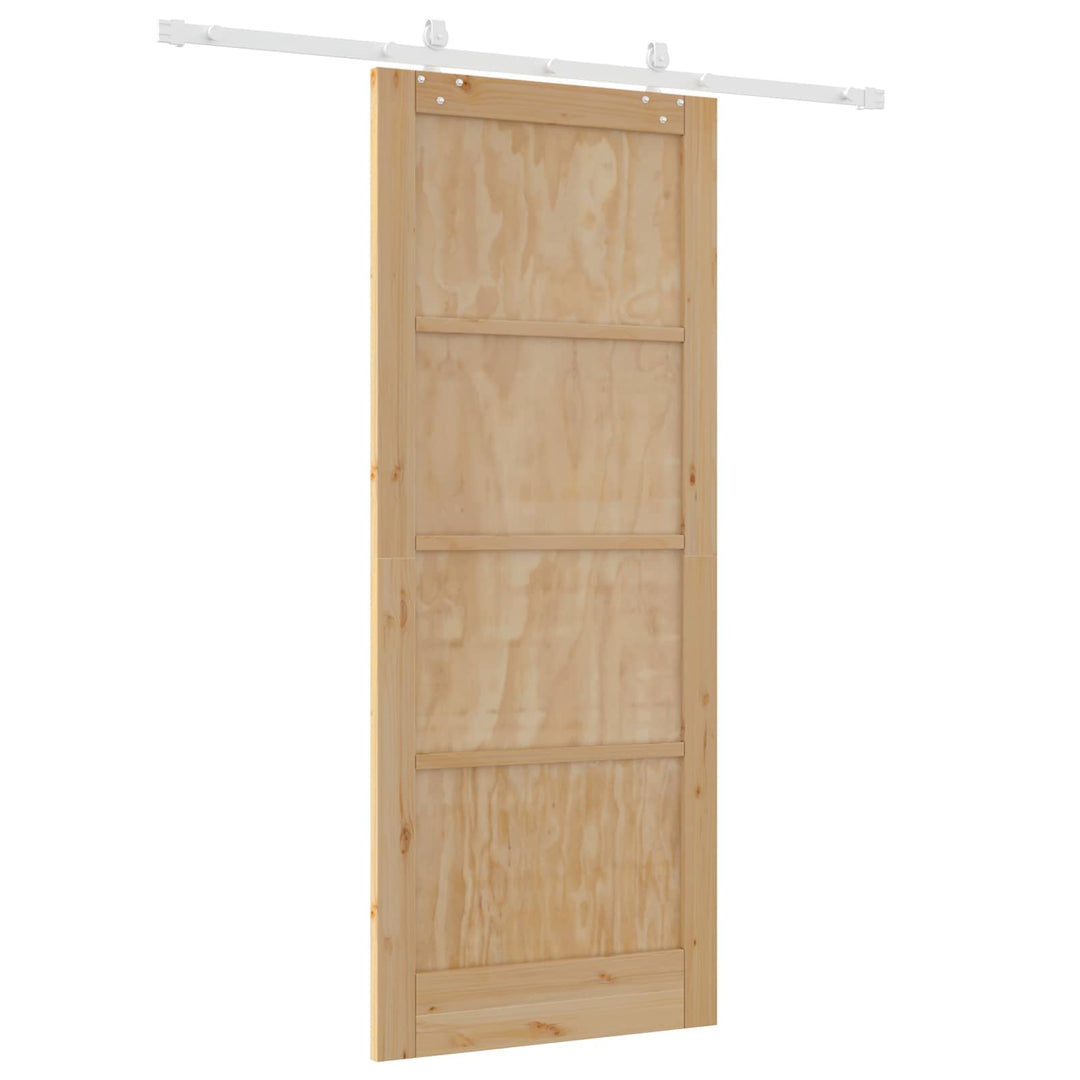 Skydedør Natur og hvid 86 x 211 cm Massivt fyrretræ