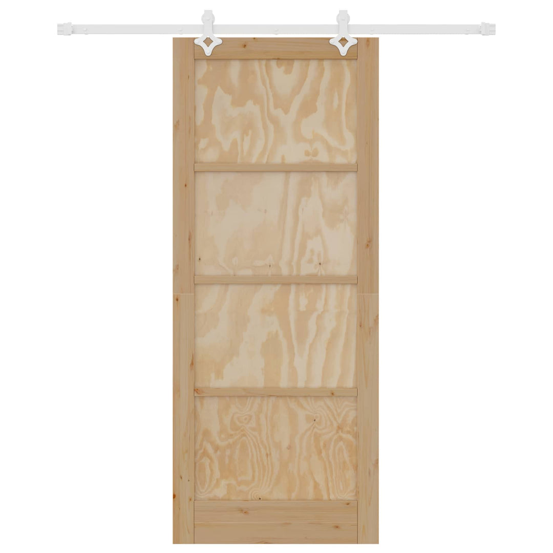 Skydedør Natur og hvid 86 x 211 cm Massivt fyrretræ