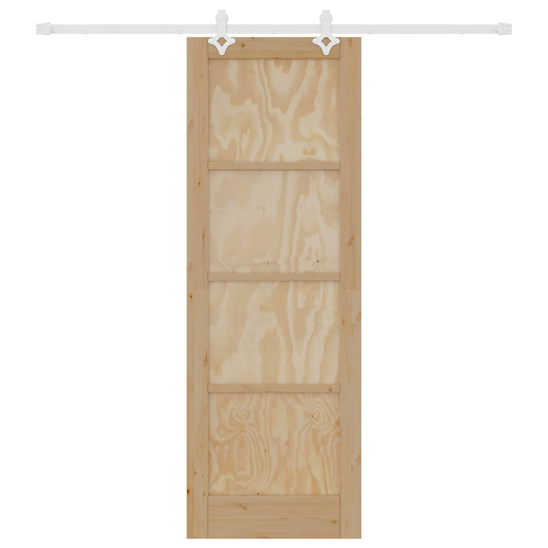 Skydedør Natur og hvid 73,5 x 211 cm Massivt fyrretræ