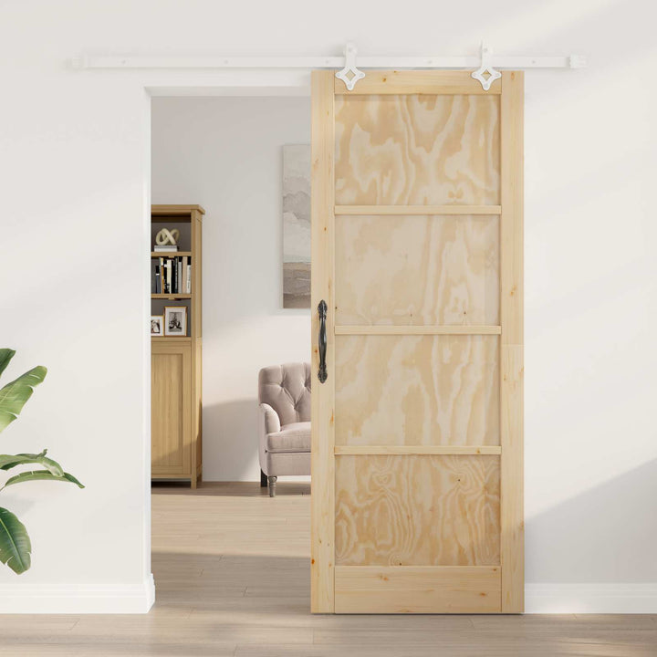 Skydedør Natur og hvid 83 x 211 cm Massivt fyrretræ