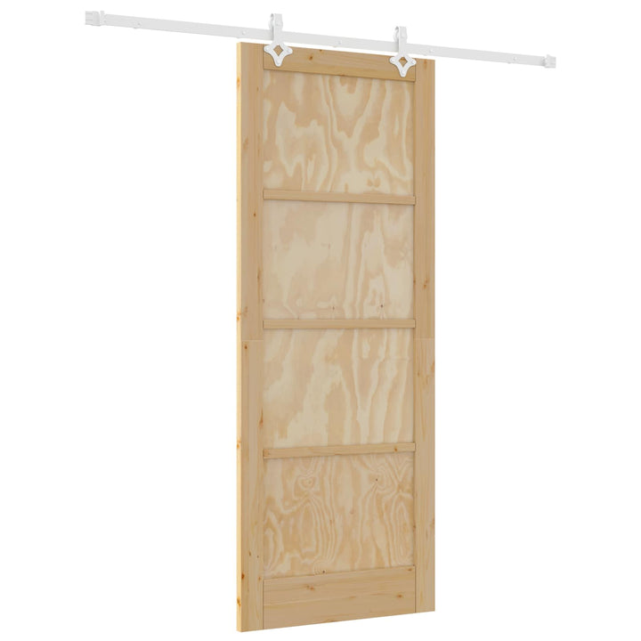 Skydedør Natur og hvid 83 x 211 cm Massivt fyrretræ