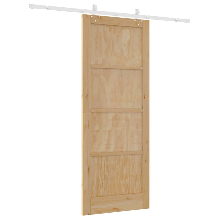 Skydedør Natur og hvid 83 x 211 cm Massivt fyrretræ