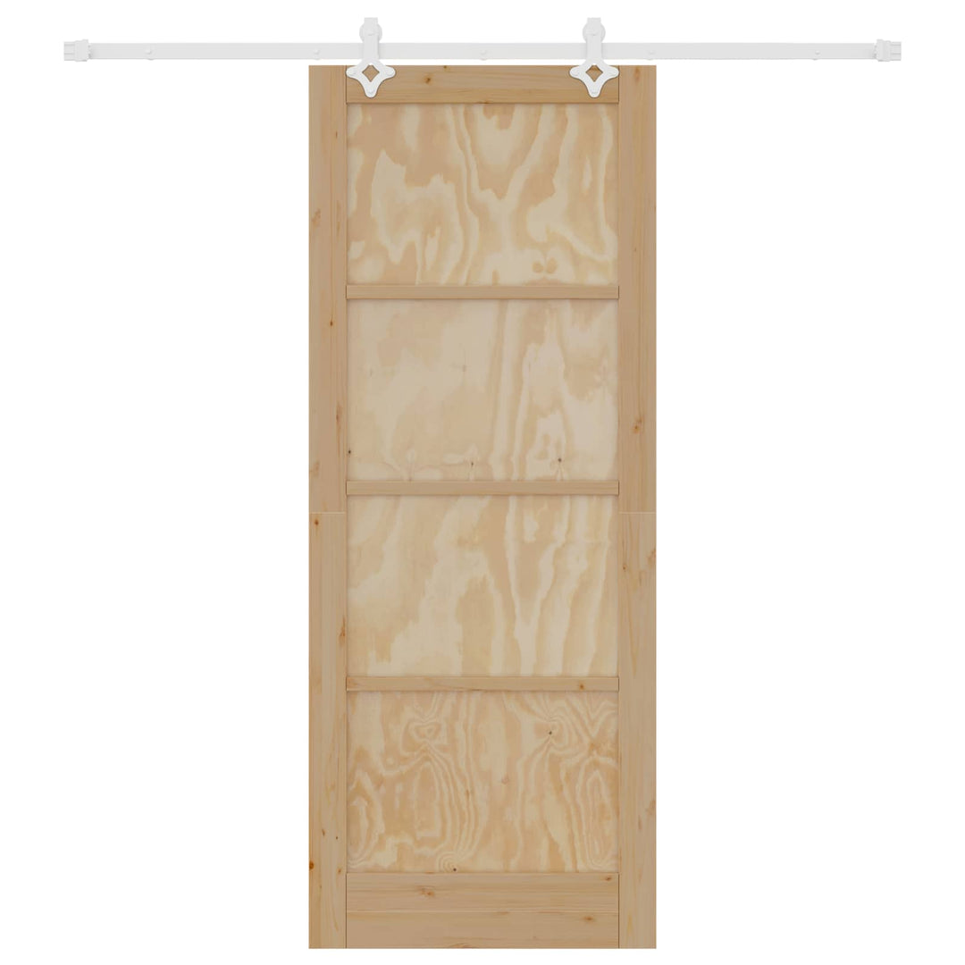 Skydedør Natur og hvid 83 x 211 cm Massivt fyrretræ