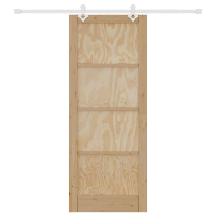 Skydedør Natur og hvid 83 x 211 cm Massivt fyrretræ