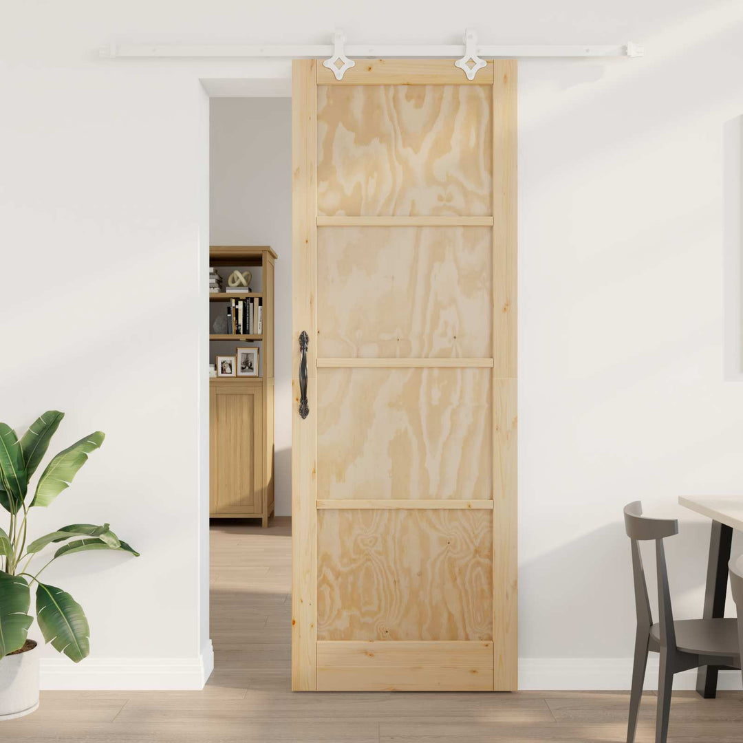 Skydedør Natur og hvid 83 x 232 cm Massivt fyrretræ