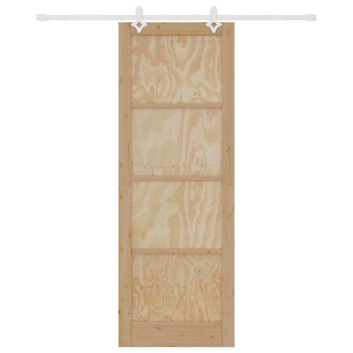 Skydedør Natur og hvid 83 x 232 cm Massivt fyrretræ