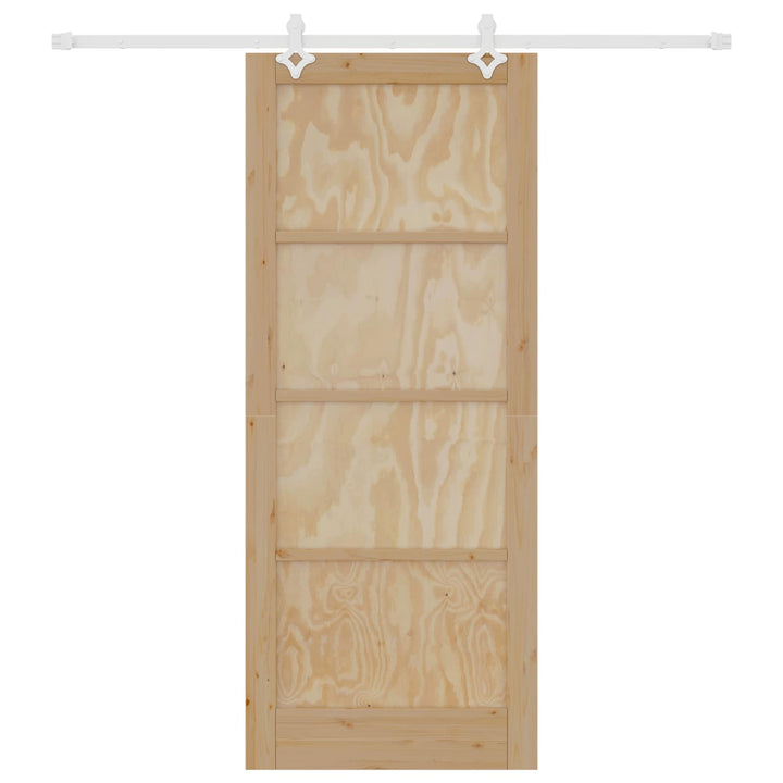 Skydedør Natur og hvid 86 x 211 cm Massivt fyrretræ