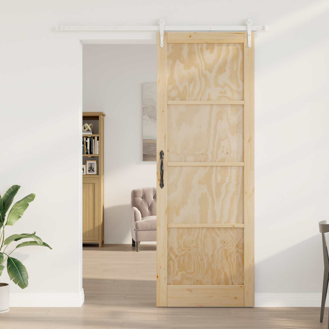 Skydedør ORKDAL 83 x 232 cm Massivt fyrretræ Natur og hvid