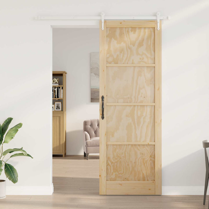 Skydedør ORKDAL 83 x 232 cm Massivt fyrretræ Natur og hvid