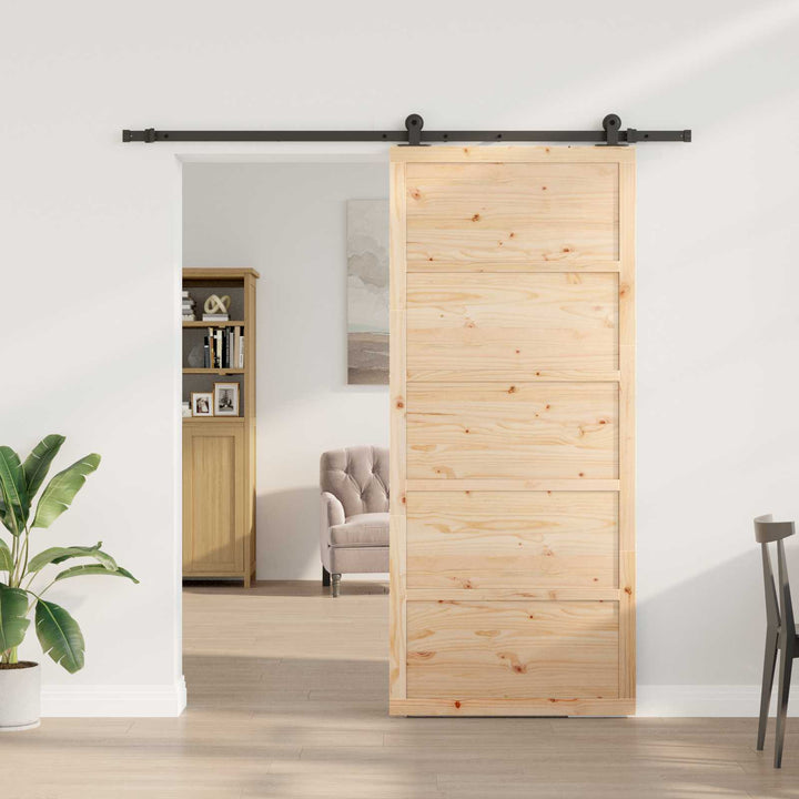 Skydedør Naturfarvet 90 x 208 cm Massivt fyrretræ