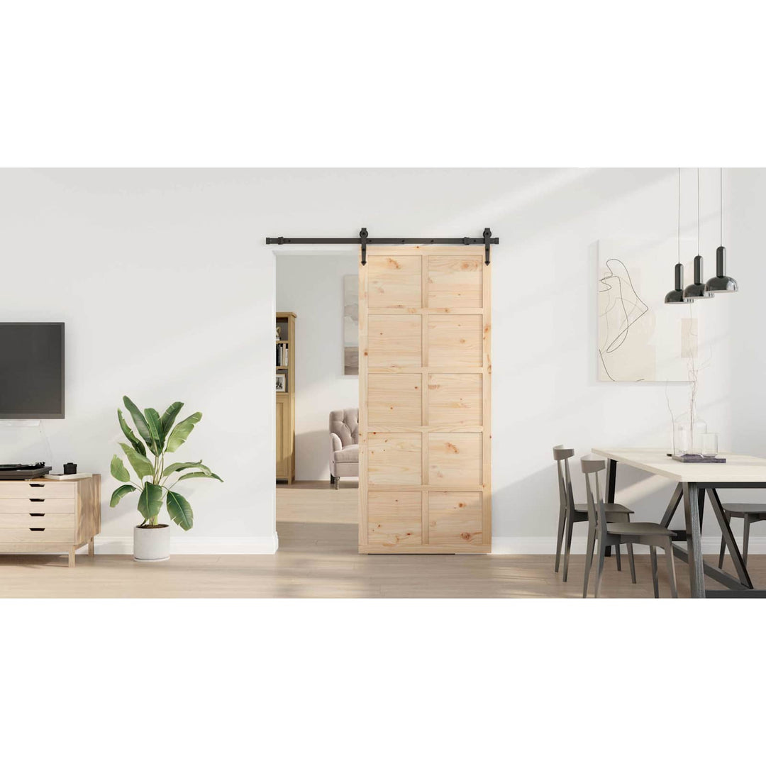 Skydedør Naturfarvet 80 x 208 cm Massivt fyrretræ