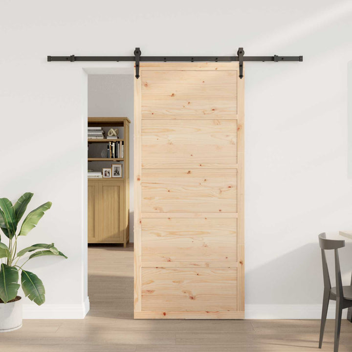 Skydedør Naturfarvet 90 x 208 cm Massivt fyrretræ