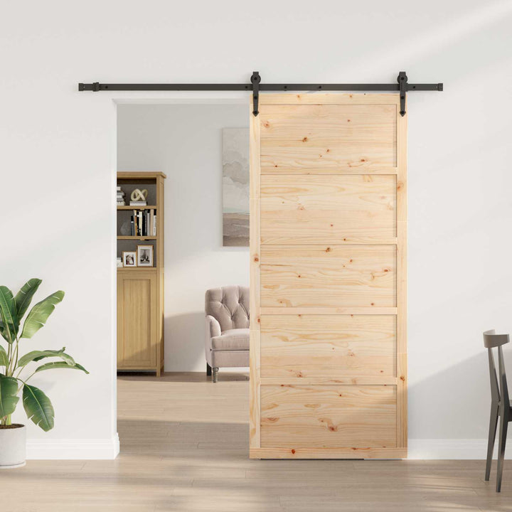 Skydedør Naturfarvet 90 x 208 cm Massivt fyrretræ