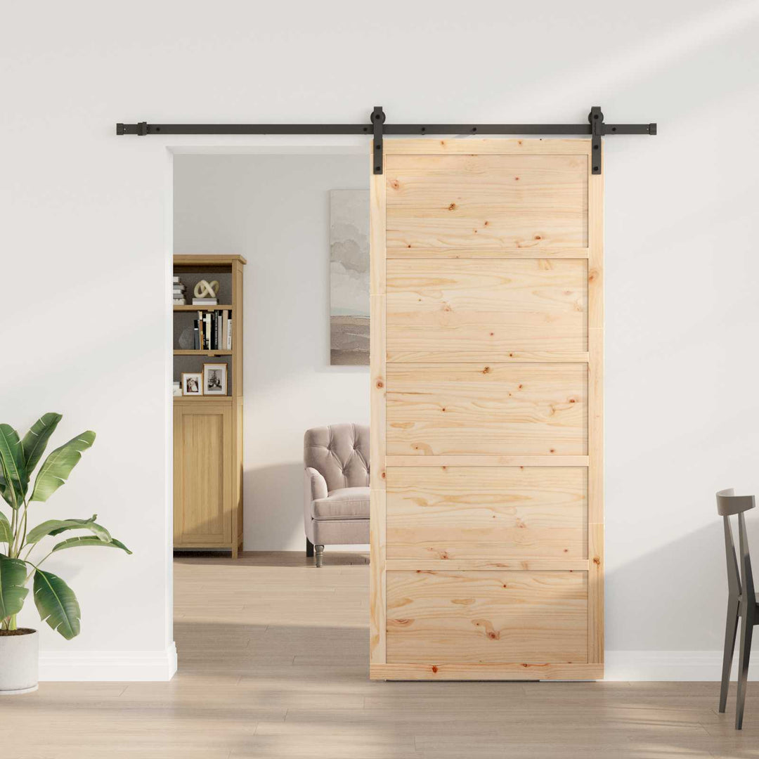 Skydedør Naturfarvet 90 x 208 cm Massivt fyrretræ