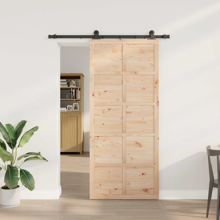 Skydedør Naturfarvet 80 x 208 cm Massivt fyrretræ