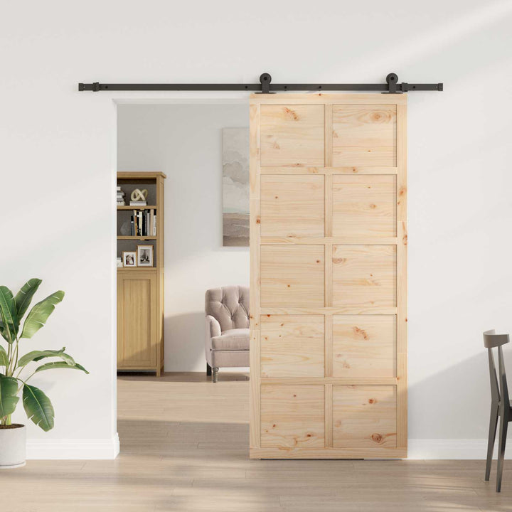 Skydedør Naturfarvet 90 x 208 cm Massivt fyrretræ