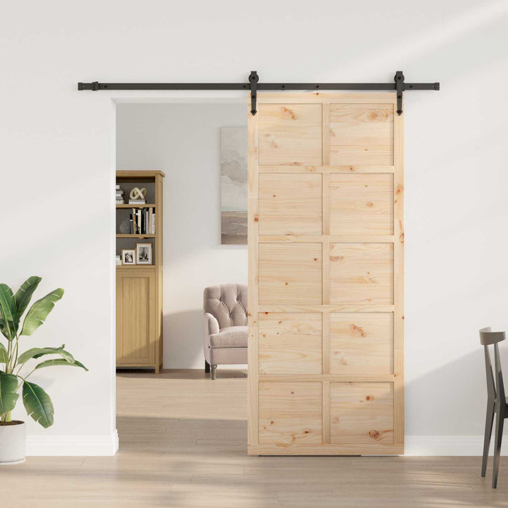 Skydedør Naturfarvet 80 x 208 cm Massivt fyrretræ