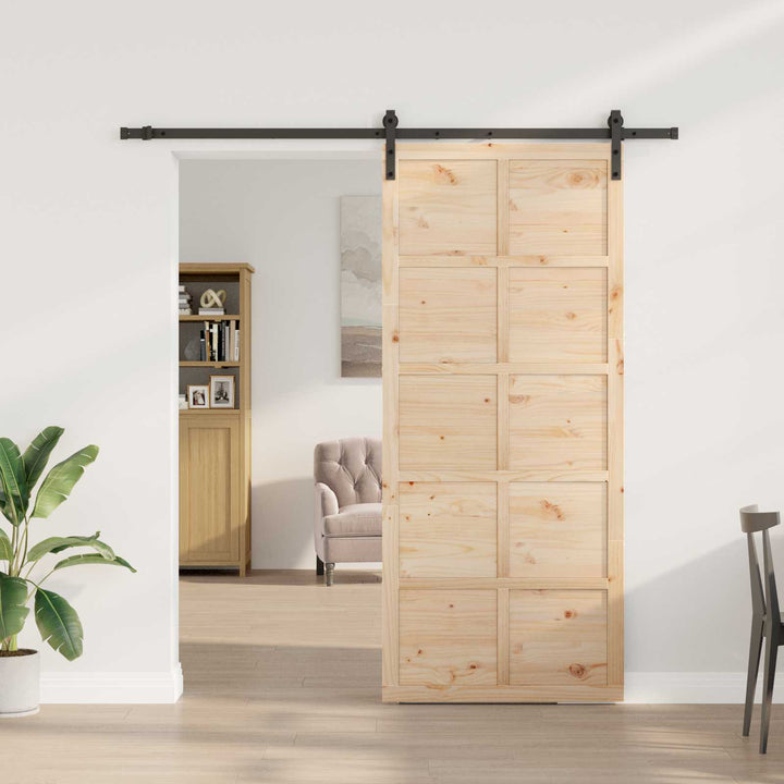 Skydedør Naturfarvet 100 x 208 cm Massivt fyrretræ