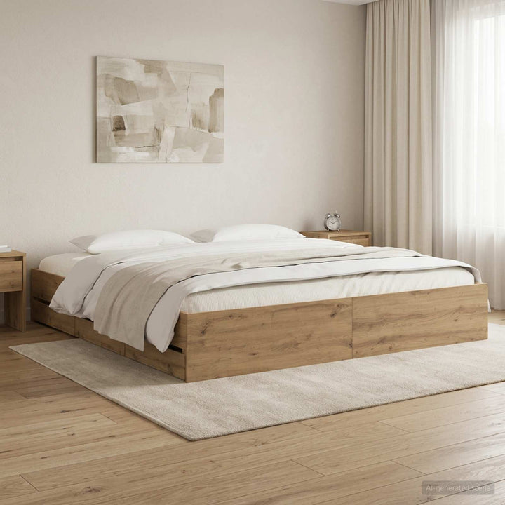 Sengestel med opbevaring Artisan-eg 180 x 200 cm