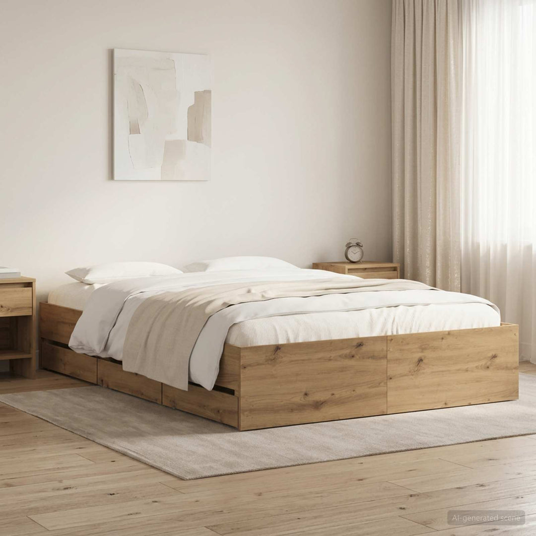 Sengestel med opbevaring Artisan-eg 150 x 200 cm